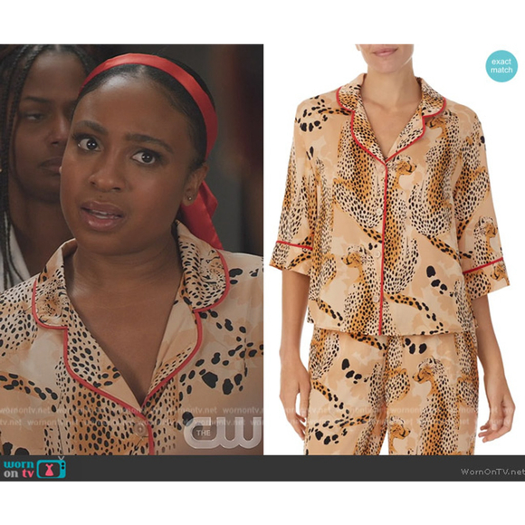 Room Service cheetah button-down pajama top - Picture 1 of 8